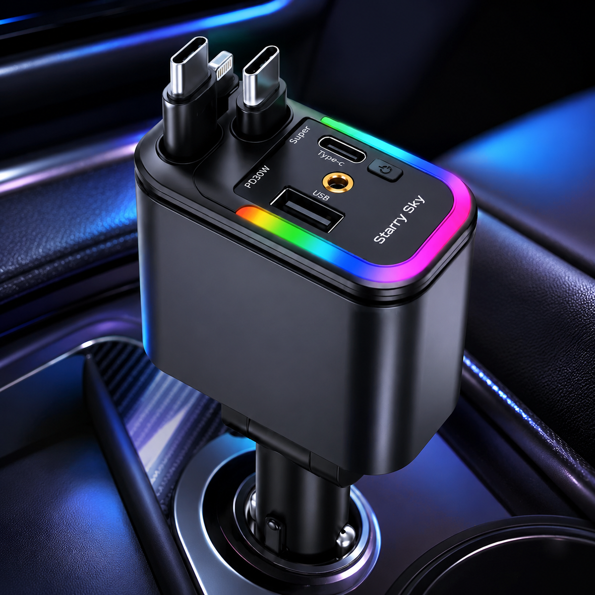 CARGADOR PARA AUTO 5 EN 1 DE 120W