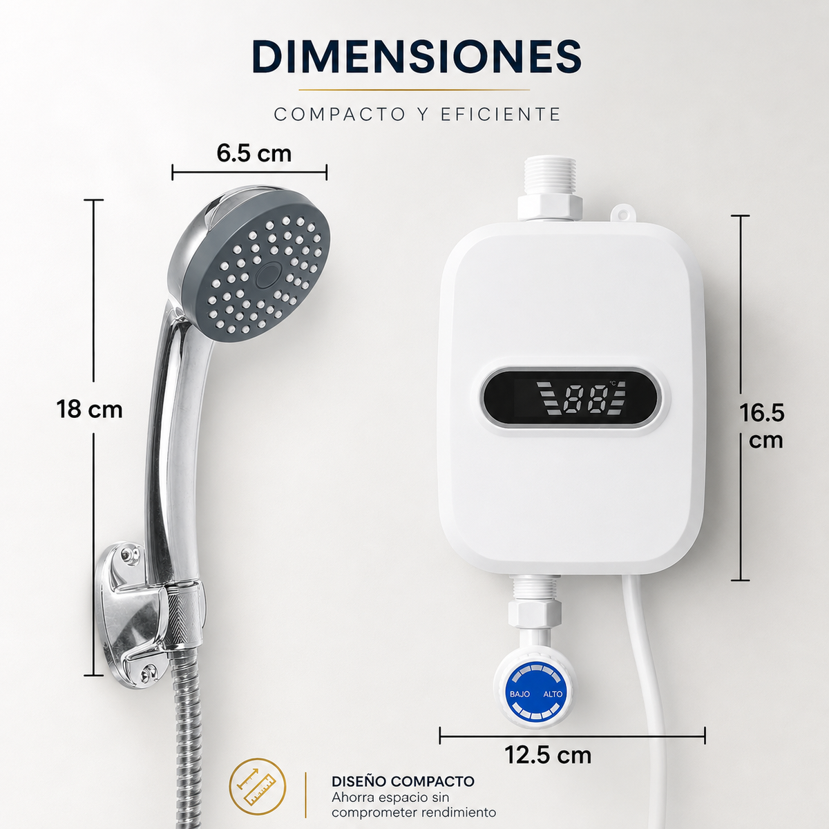 CALENTADOR ELÉCTRICO INSTANTÁNEO CON PANTALLA DIGITAL