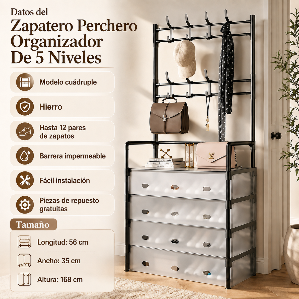 ZAPATERO PERCHERO ORGANIZADOR 5 NIVELES