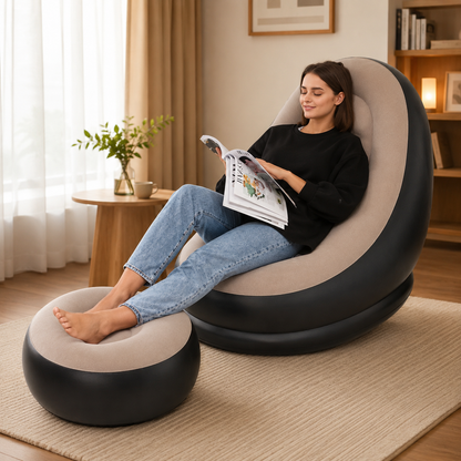 SILLÓN INFLABLE PORTÁTIL CON REPOSAPIÉS