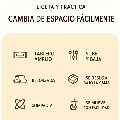 MESA AUXILIAR MÓVIL REGULABLE PARA CAMA Y SOFÁ