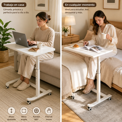 MESA AUXILIAR MÓVIL REGULABLE PARA CAMA Y SOFÁ