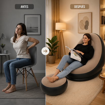 SILLÓN INFLABLE PORTÁTIL CON REPOSAPIÉS