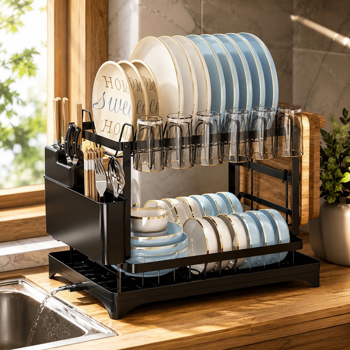 ESCURRIDOR ORGANIZADOR PREMIUM PARA PLATOS Y CUBIERTOS
