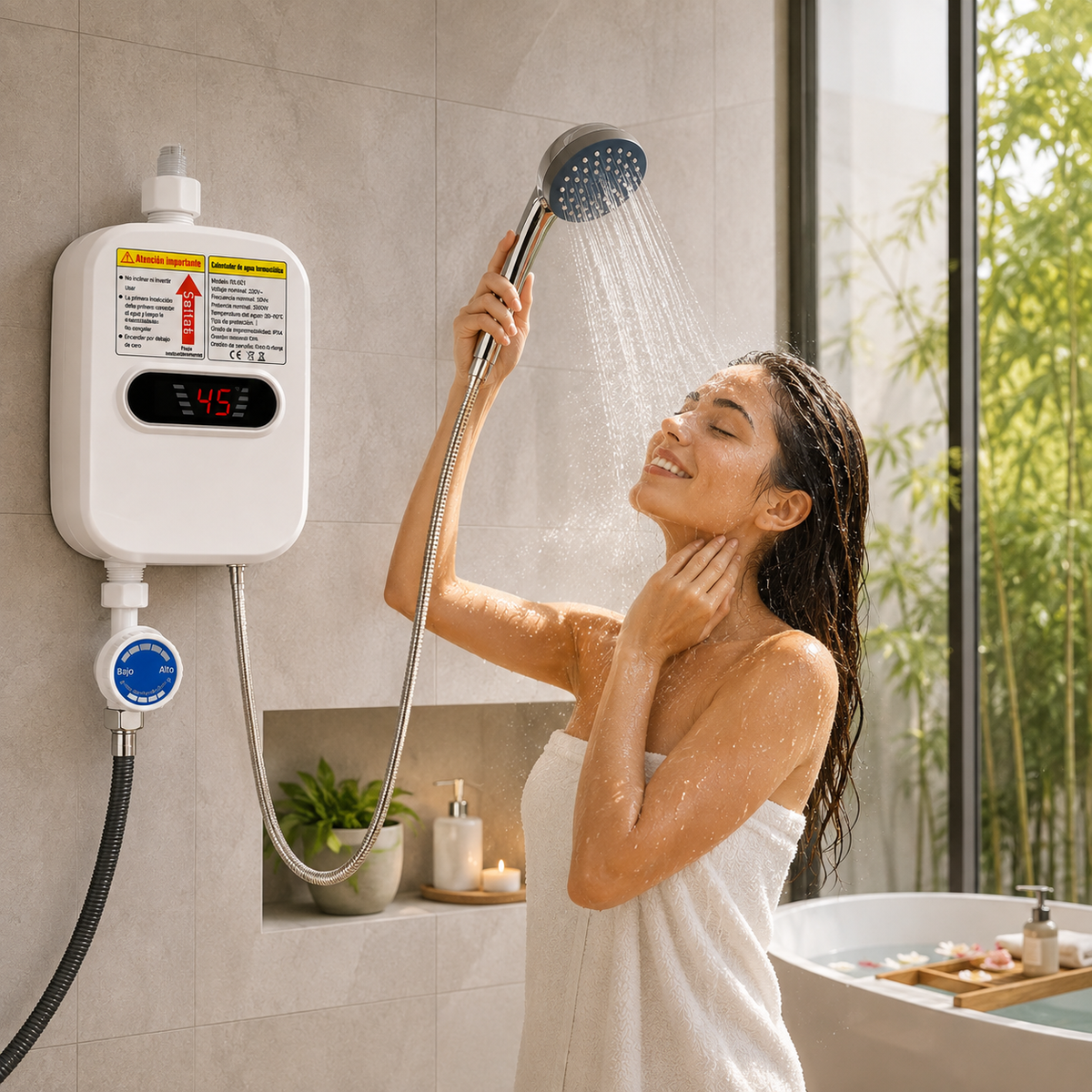 CALENTADOR ELÉCTRICO INSTANTÁNEO CON PANTALLA DIGITAL