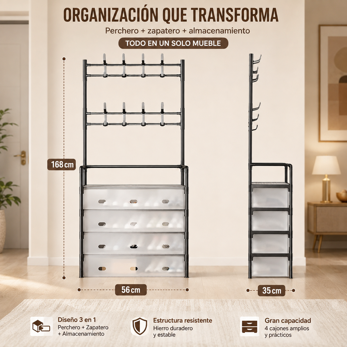 ZAPATERO PERCHERO ORGANIZADOR 5 NIVELES