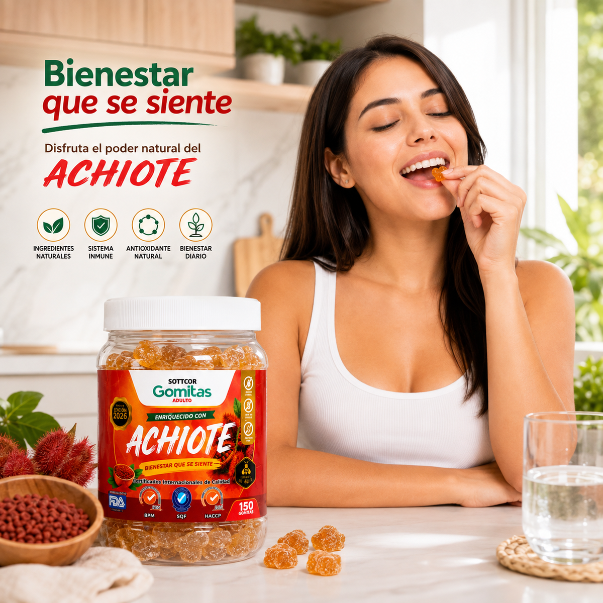 GOMITAS DE ACHIOTE CON MIEL PARA ADULTOS