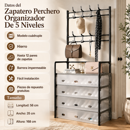 ZAPATERO PERCHERO ORGANIZADOR 5 NIVELES