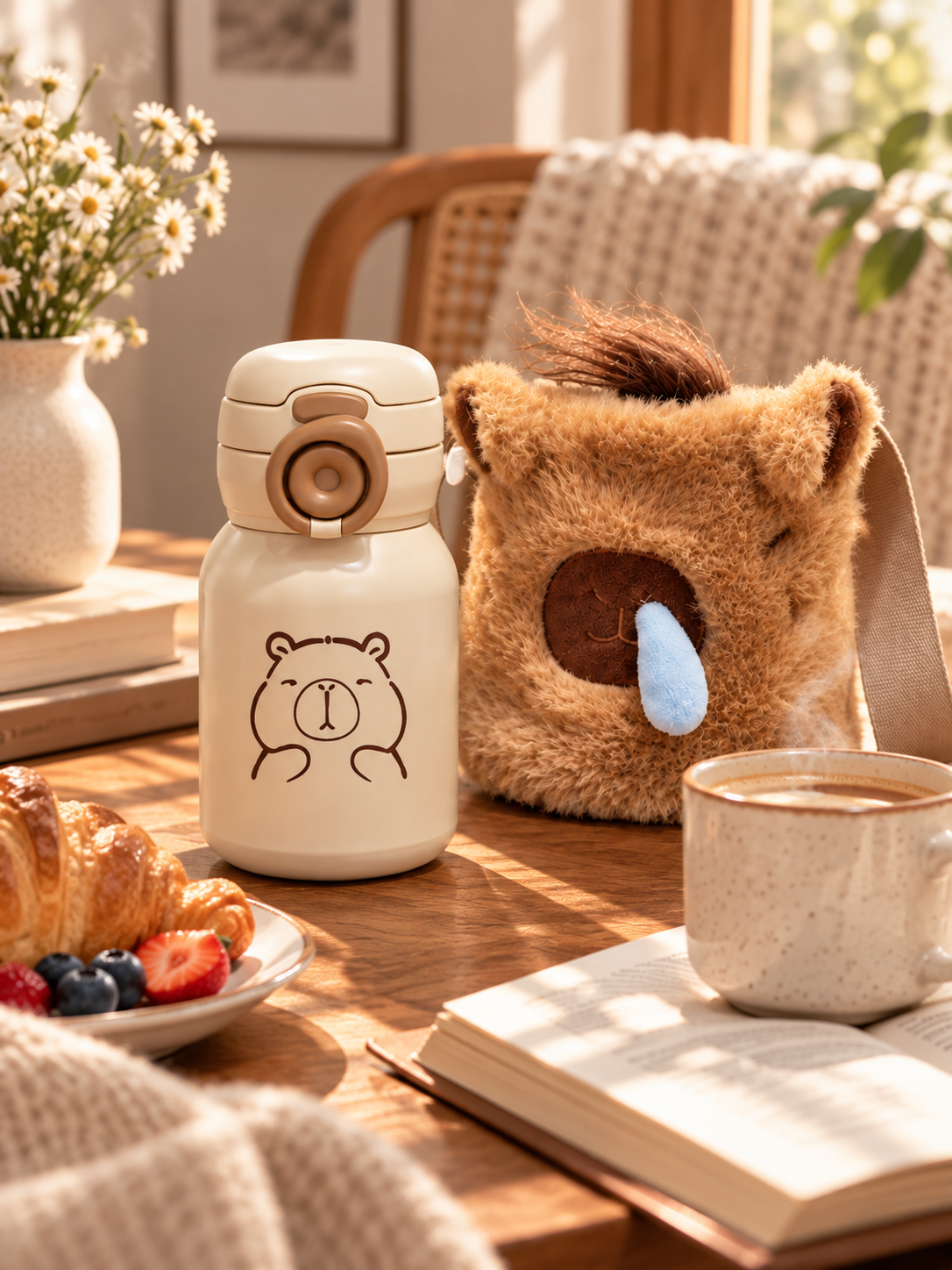 TERMO CAPIBARA 500 ML CON BOLSA DE PELUCHE 🧸🥤