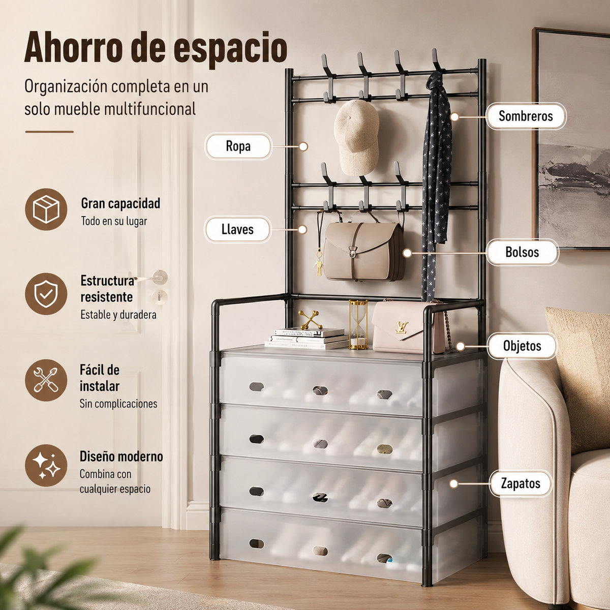 ZAPATERO PERCHERO ORGANIZADOR 5 NIVELES