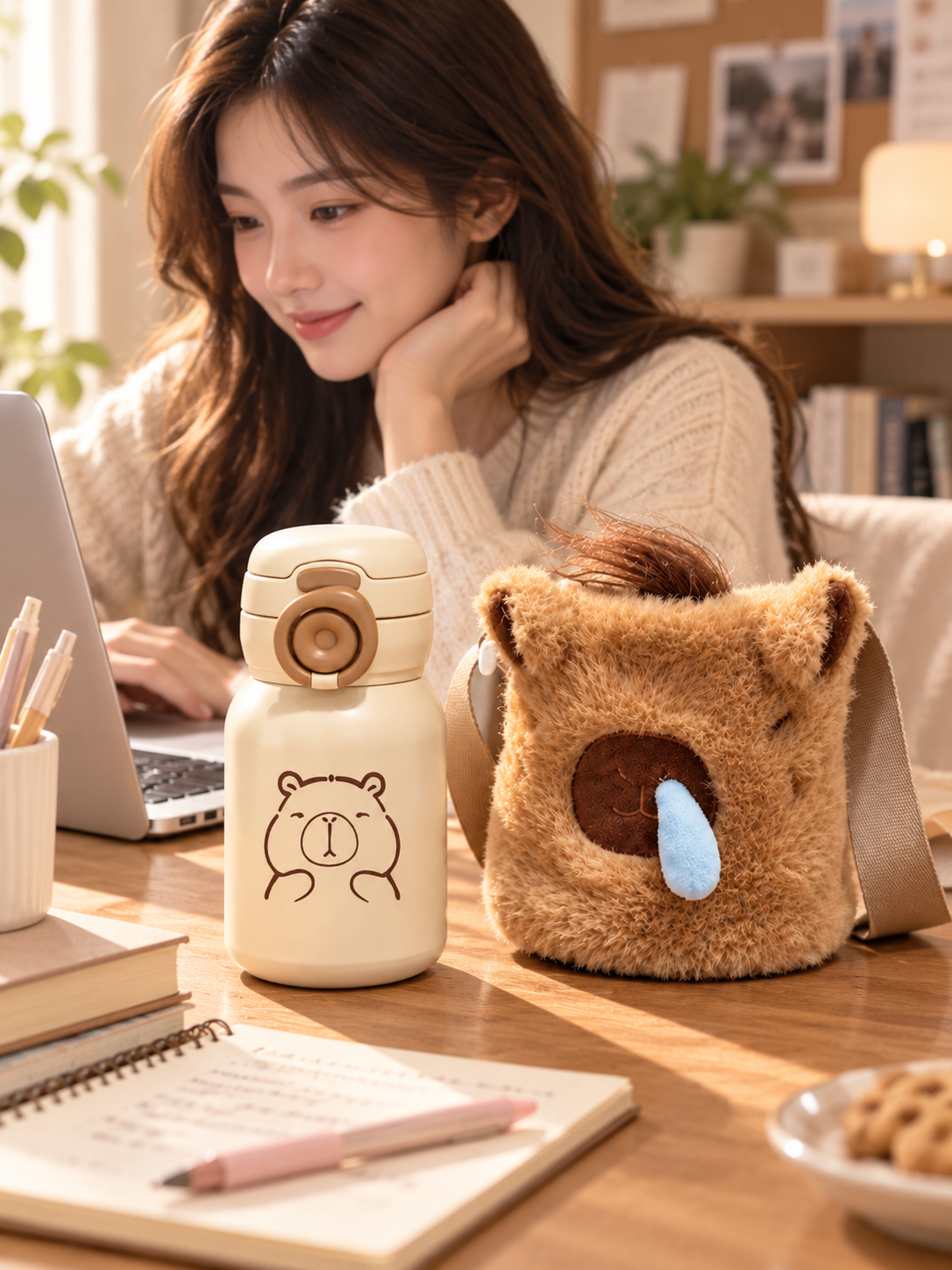 TERMO CAPIBARA 500 ML CON BOLSA DE PELUCHE 🧸🥤
