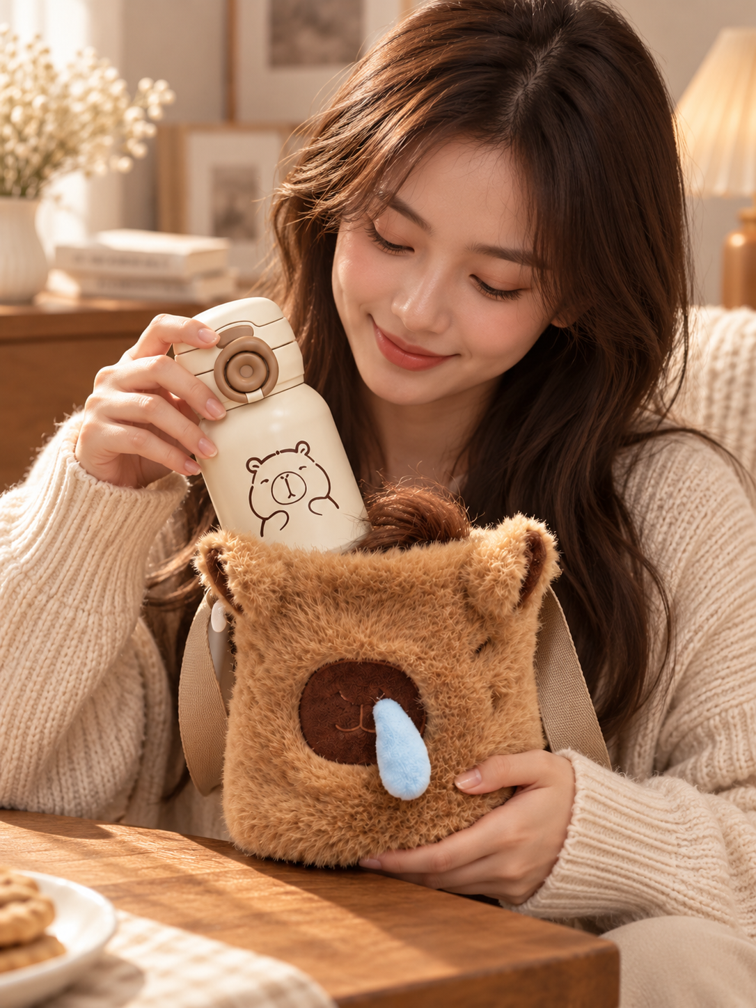 TERMO CAPIBARA 500 ML CON BOLSA DE PELUCHE 🧸🥤