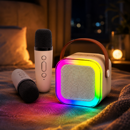 PARTYBOX KARAOKE GLOW – PARLANTE KARAOKE PORTÁTIL CON MICRÓFONOS INALÁMBRICOS
