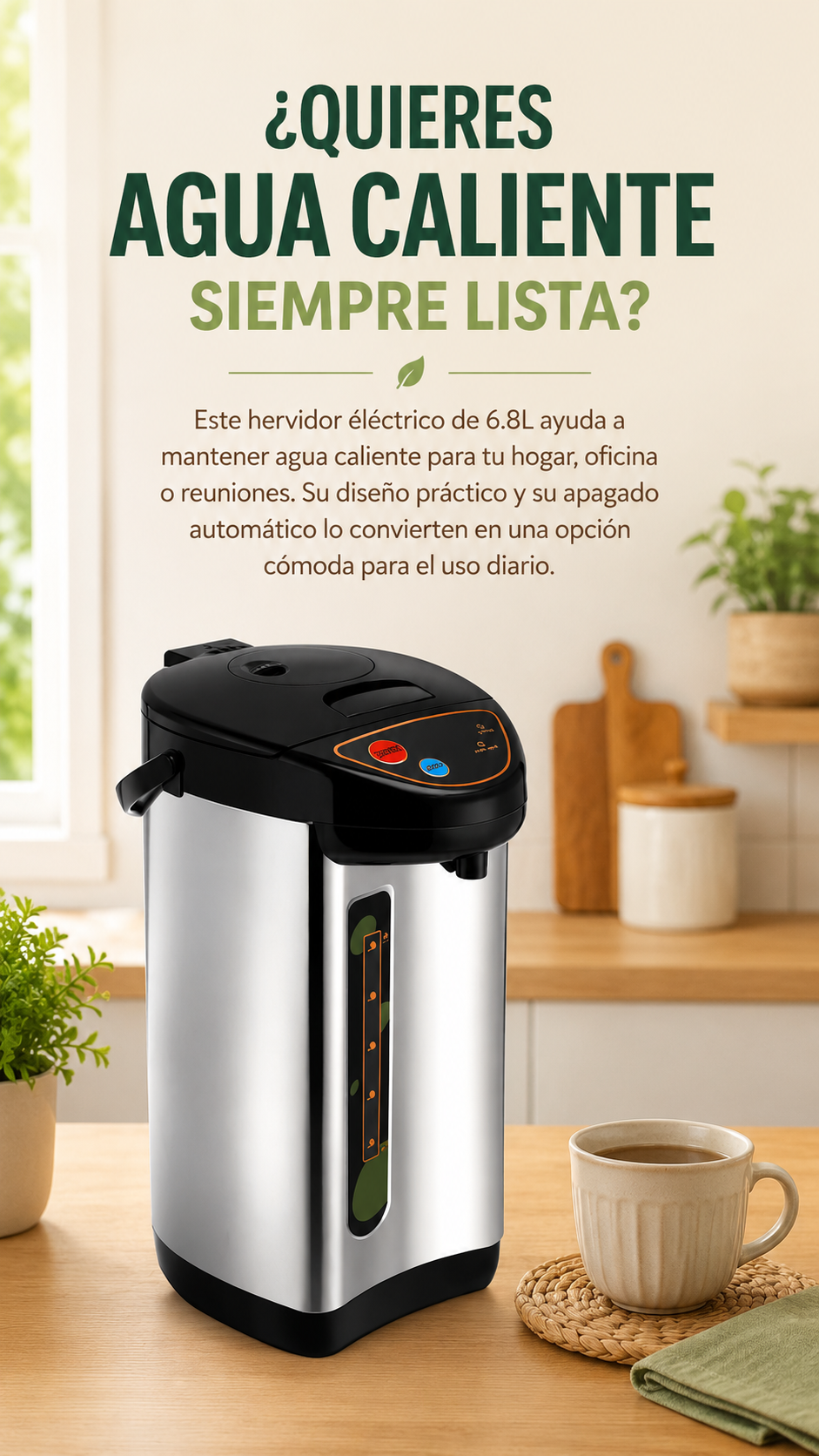 HERVIDOR ELÉCTRICO 6.8L CON APAGADO AUTOMÁTICO