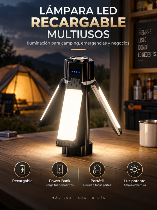 LÁMPARA LED RECARGABLE MULTIUSOS 🔦⚡