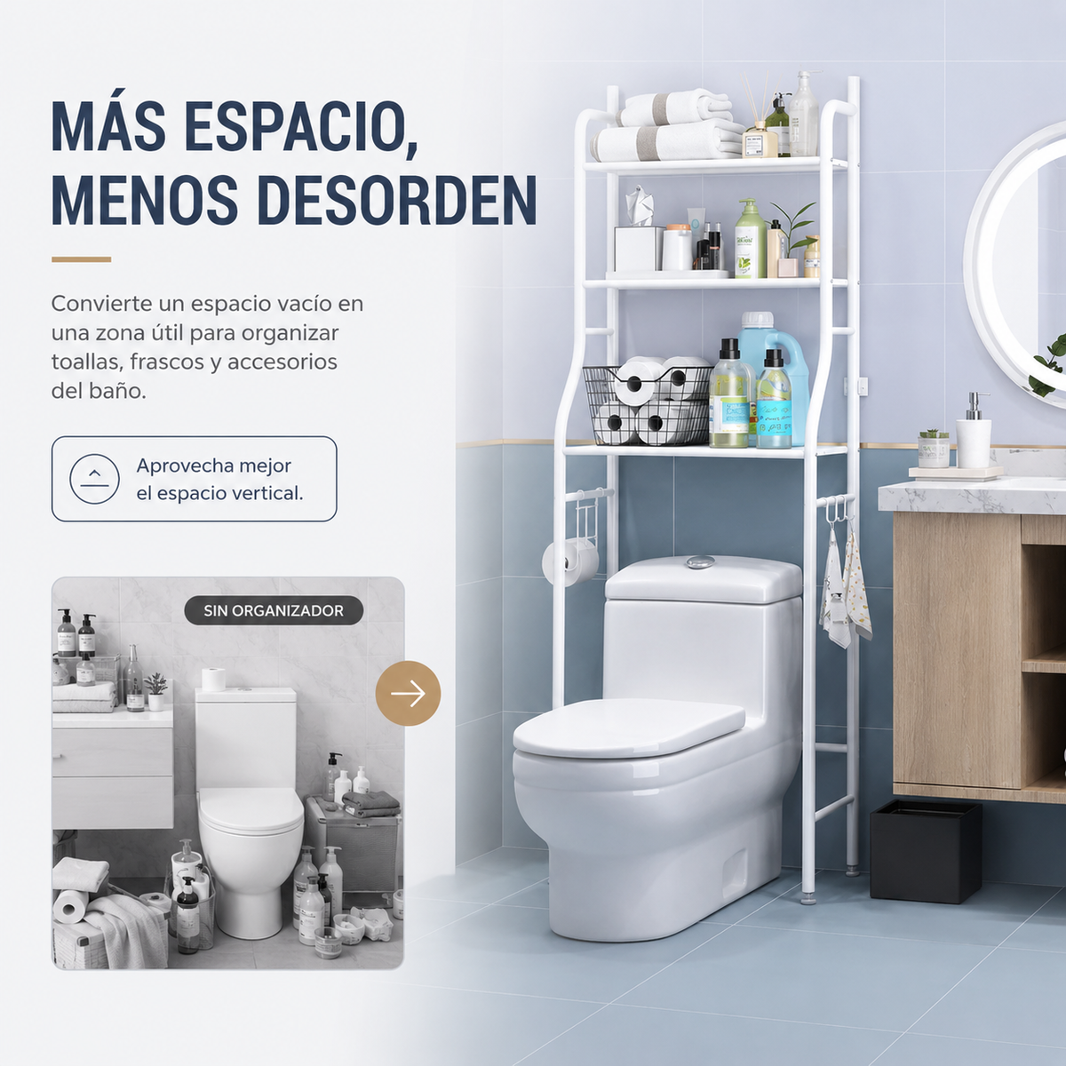 ORGANIZADOR DE BAÑO SOBRE INODORO