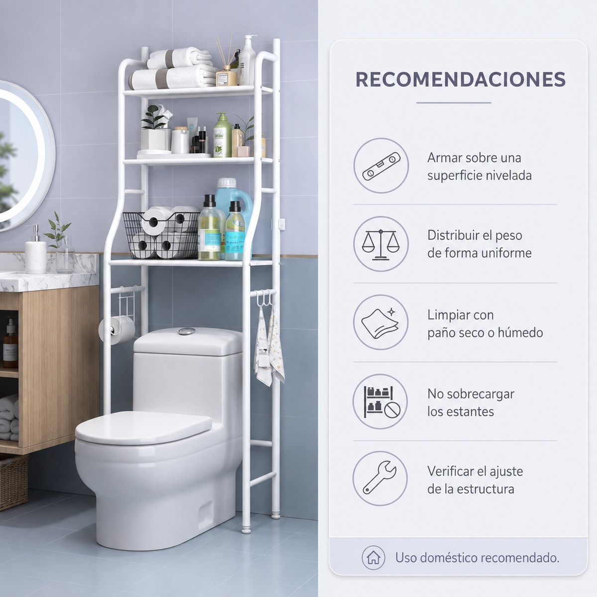 ORGANIZADOR DE BAÑO SOBRE INODORO