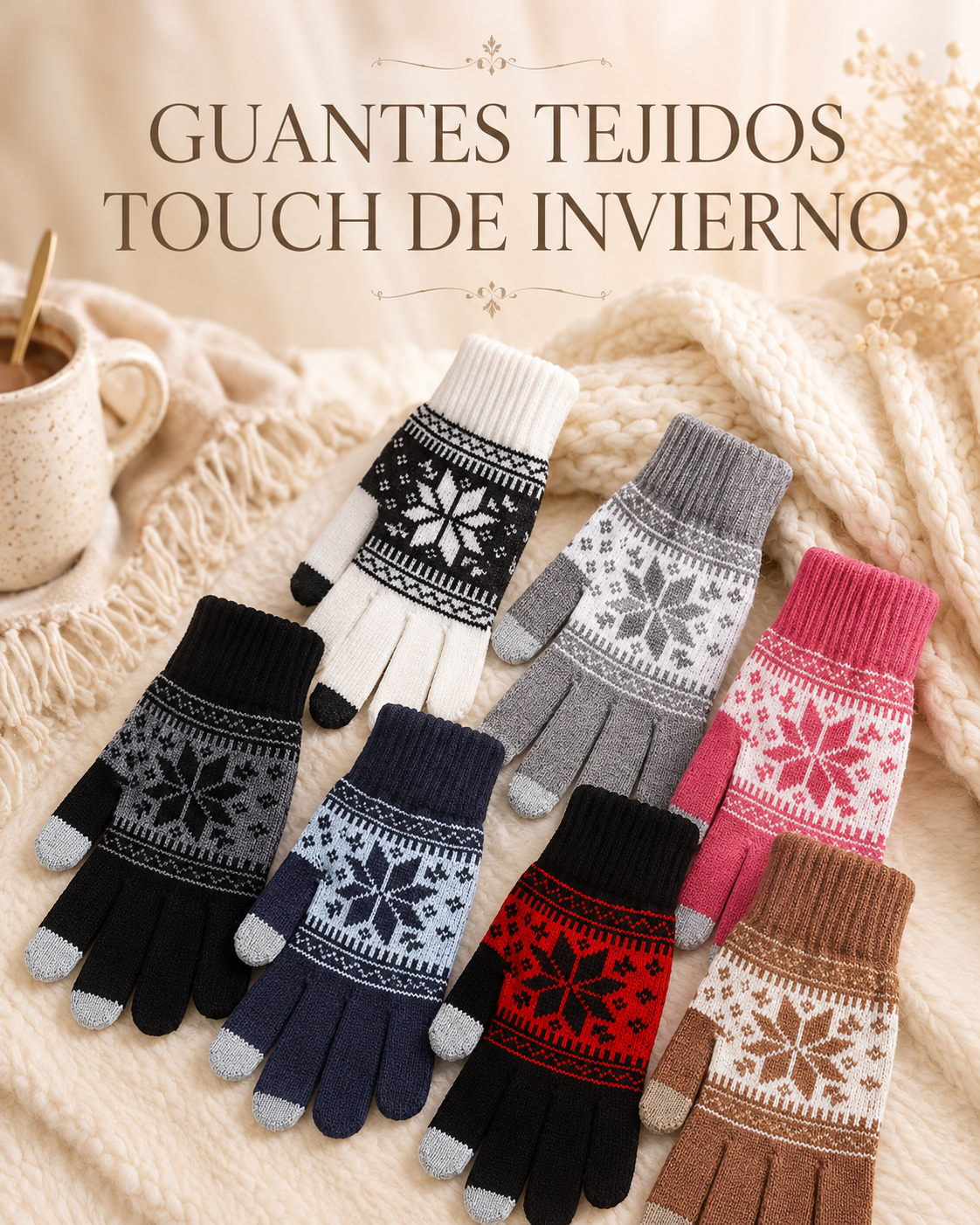 PACK X3 GUANTES TEJIDOS TOUCH DE INVIERNO
