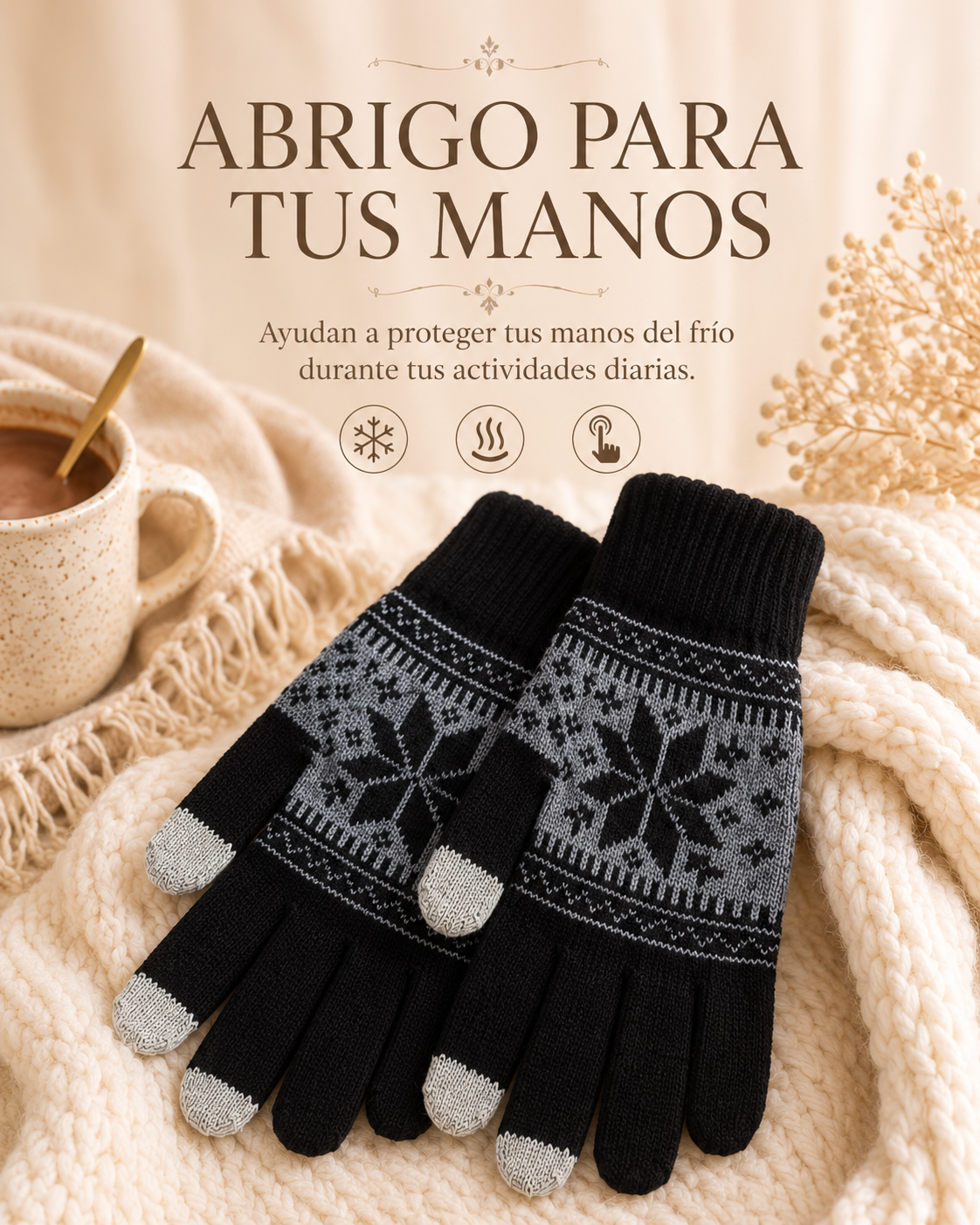 PACK X3 GUANTES TEJIDOS TOUCH DE INVIERNO