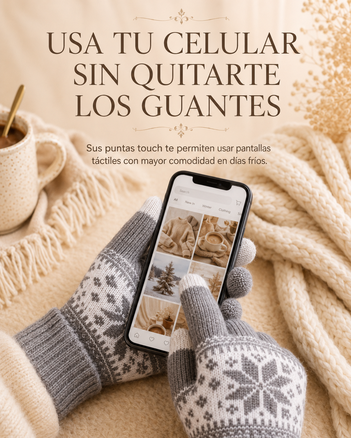PACK X3 GUANTES TEJIDOS TOUCH DE INVIERNO