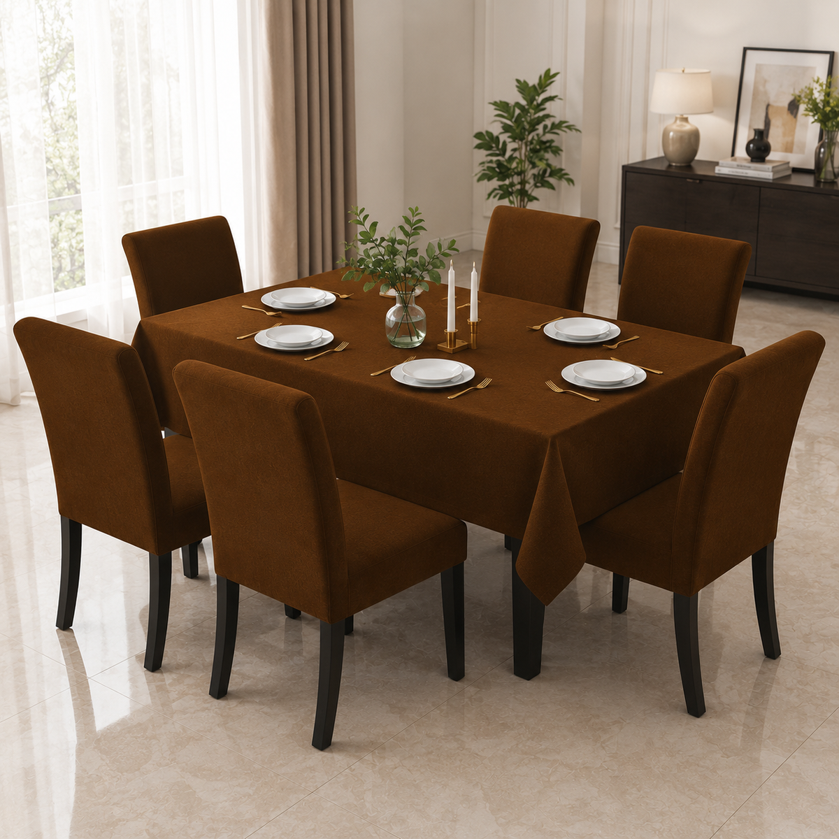 SET ELEGANCE HOME – MANTEL + 6 FUNDAS PARA SILLAS ✨