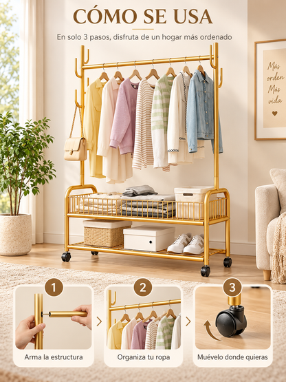PERCHERO RODANTE ORGANIZADOR DE ROPA ✨🧥