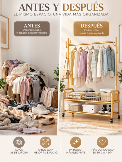 PERCHERO RODANTE ORGANIZADOR DE ROPA ✨🧥