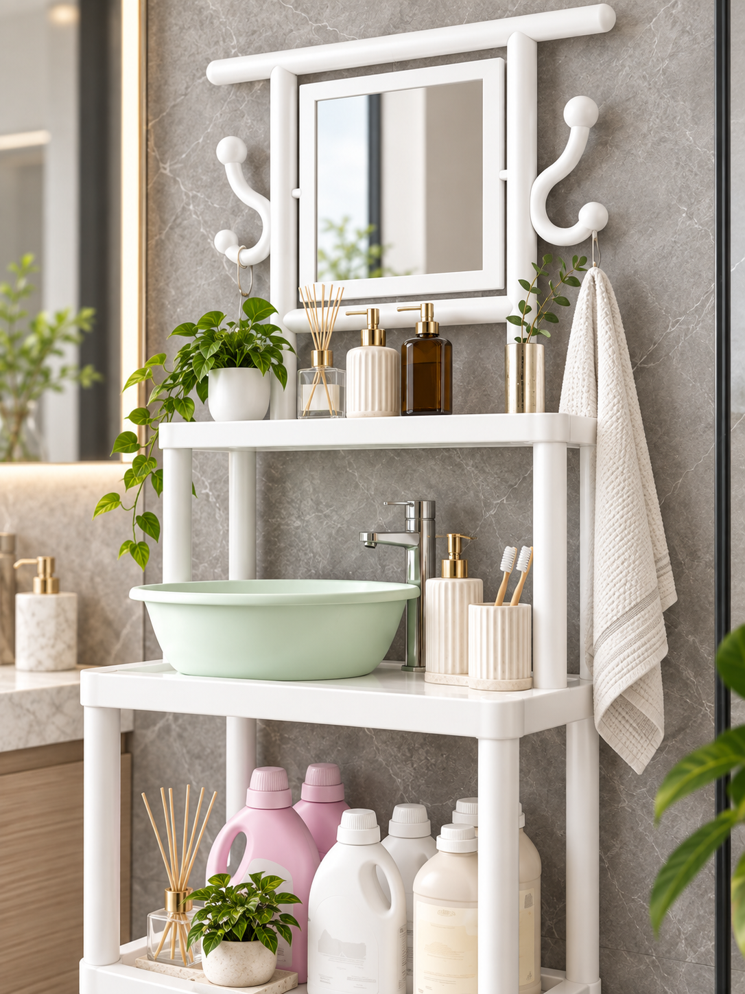 SOPORTE PARA LAVATORIO CON ESPEJO🚿