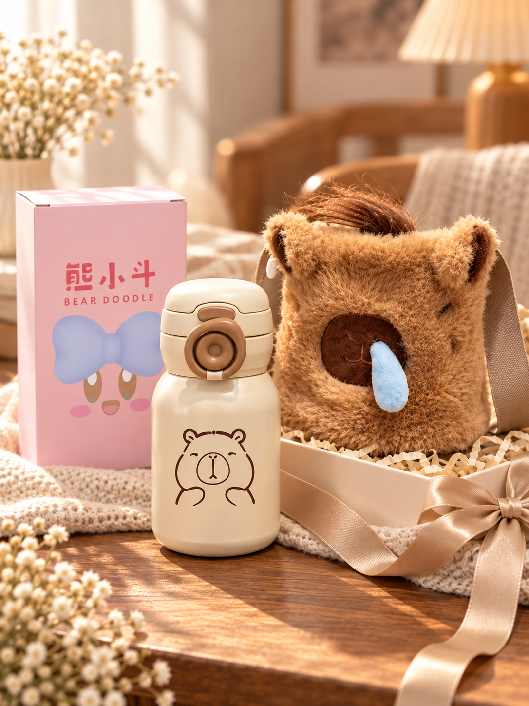 TERMO CAPIBARA 500 ML CON BOLSA DE PELUCHE 🧸🥤