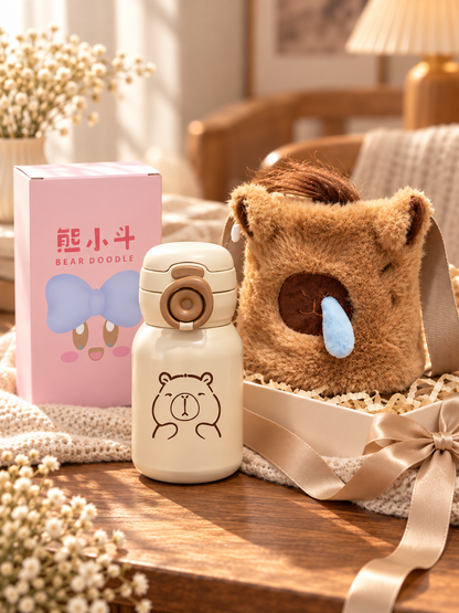TERMO CAPIBARA 500 ML CON BOLSA DE PELUCHE 🧸🥤