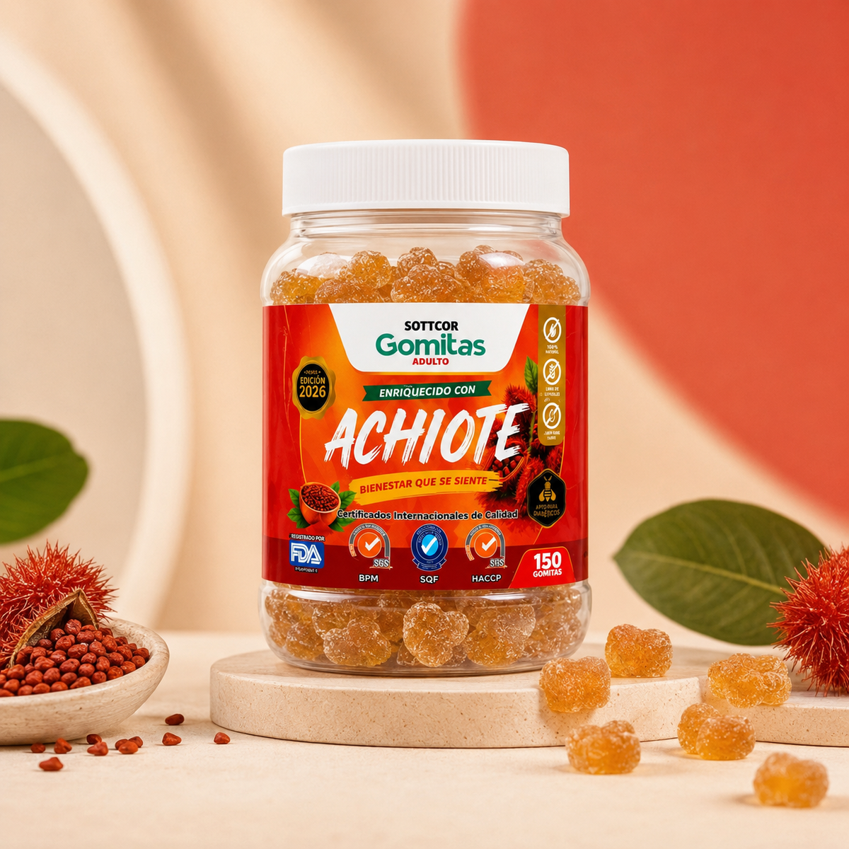 GOMITAS DE ACHIOTE CON MIEL PARA ADULTOS