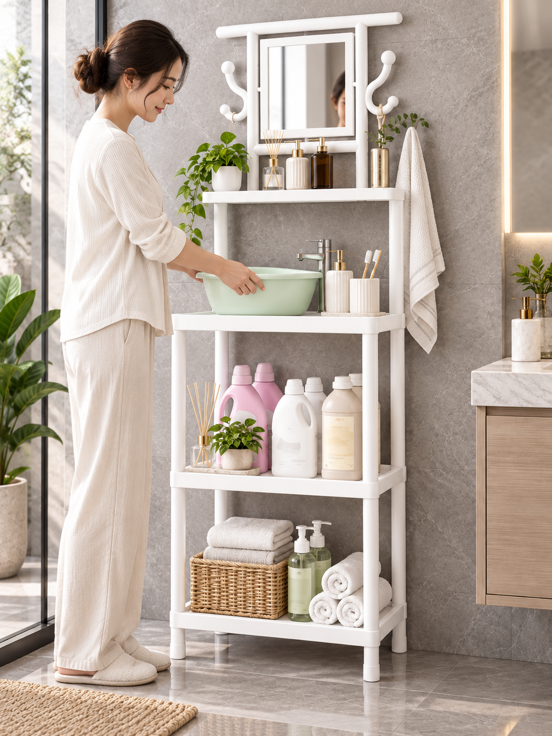 SOPORTE PARA LAVATORIO CON ESPEJO🚿