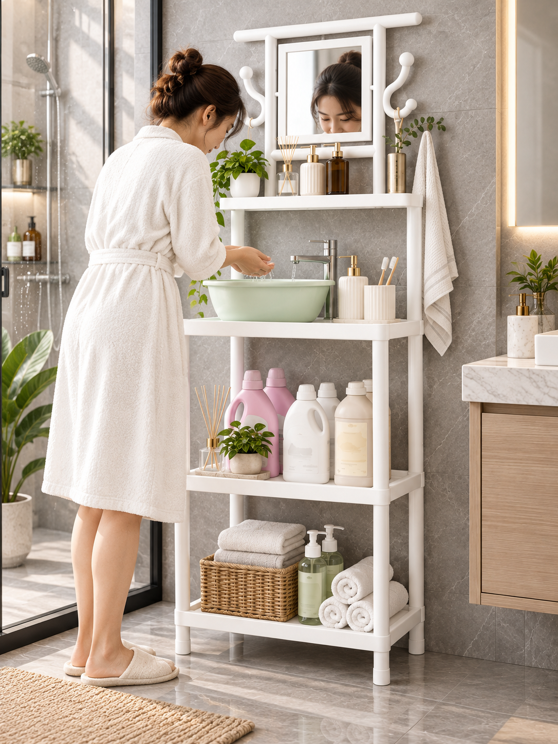 SOPORTE PARA LAVATORIO CON ESPEJO🚿
