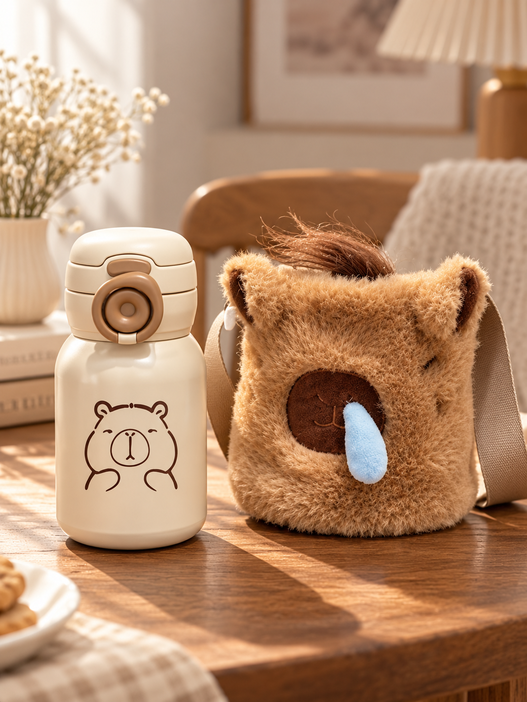 TERMO CAPIBARA 500 ML CON BOLSA DE PELUCHE 🧸🥤