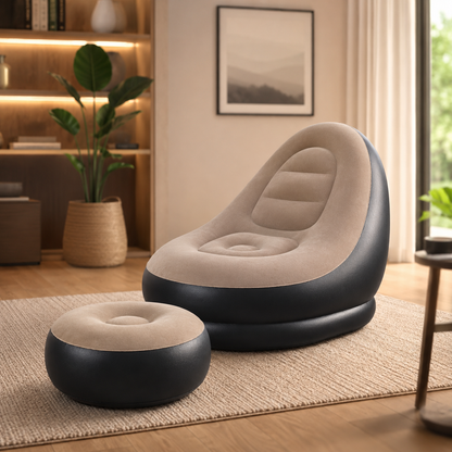 SILLÓN INFLABLE PORTÁTIL CON REPOSAPIÉS