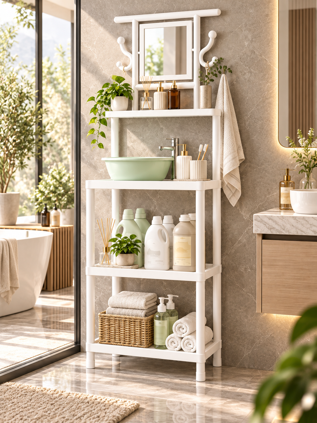 SOPORTE PARA LAVATORIO CON ESPEJO🚿
