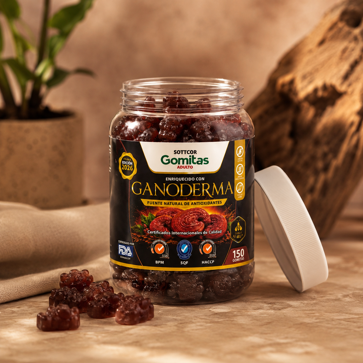 GOMITAS DE GANODERMA CON MIEL PARA ADULTOS