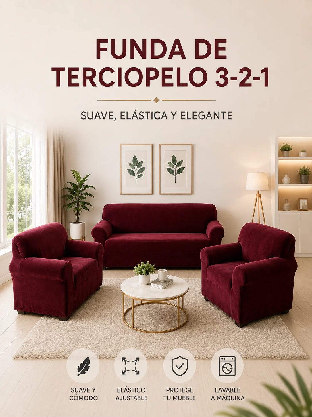 FUNDAS PARA MUEBLES DE SALA TERCIOPELO Y SPANDEX