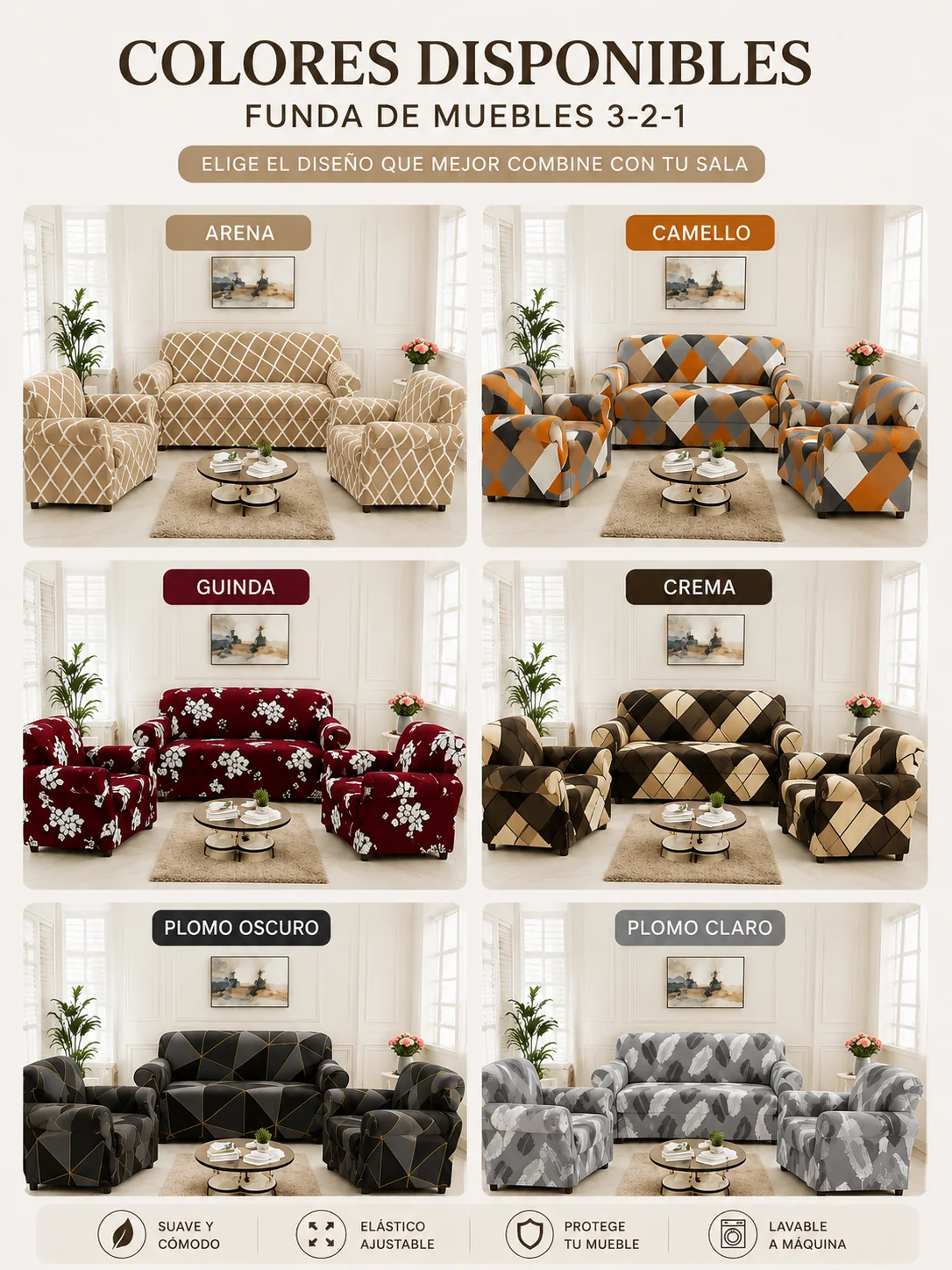 FUNDAS PARA MUEBLES DE SALA TERCIOPELO Y SPANDEX